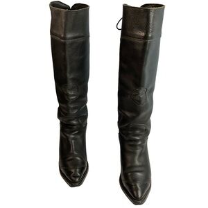 Vintage Harley Davidson Women's Black Leather Biker Cowboy Tall Boots Size 6